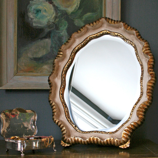 Gold & Cream Carved Dressing Table Mirror from Graham and Green | Vintage bedroom accessories | Vintage decorating | Vintage Bedrooms | PHOTO GALLERY