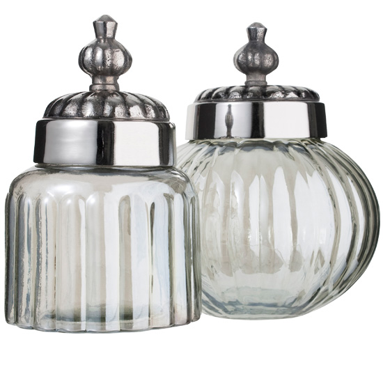 Glass Art Deco jars from Notonothehighstreet.com