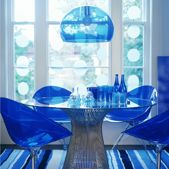 Blue glass spot and stripes dining room | Dining rooms | Dining room ideas - 10 quirky designs | PHOTO GALLERY