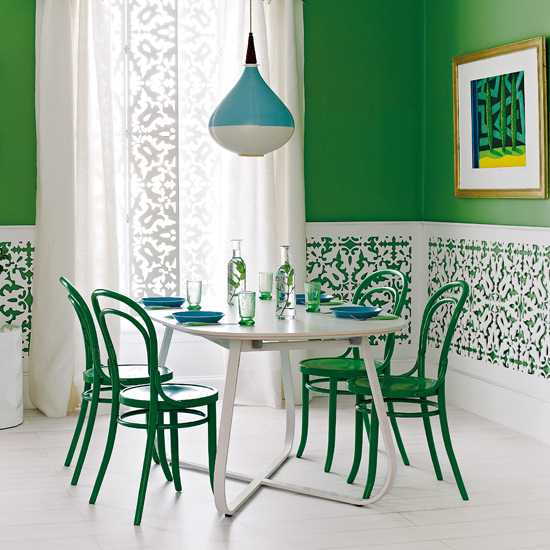 Green and white fretwork dining room | Dining rooms | Dining room ideas - 10 quirky designs | PHOTO GALLERY