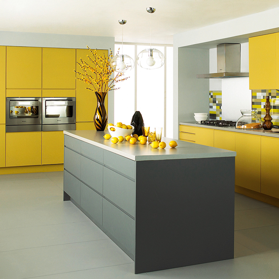 Matt grey and yellow kitchen | mixed finish kitchens | kitchen ideas | kitchens | kitchen decorating | kitchen decorating ideas | housetohome