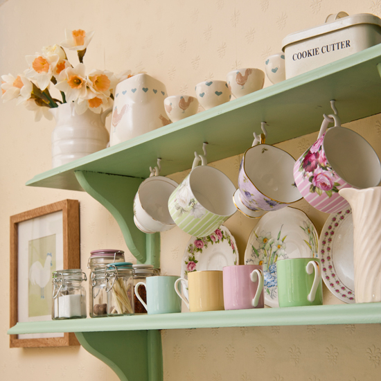 Vintage shelves with hooks | Kitchen shelving - 10 of the best ideas | Kitchen storage | Beautiful Kitchens | PHOTO GALLERY