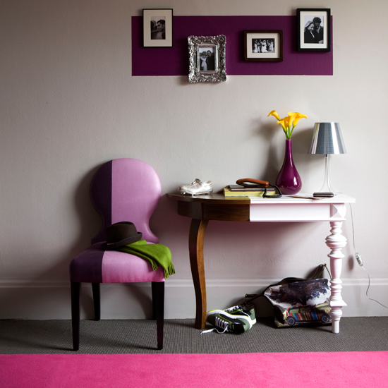 Half and half purple hallway | Weird and wonderful hallways | Hallway decorating ideas | PHOTO GALLERY