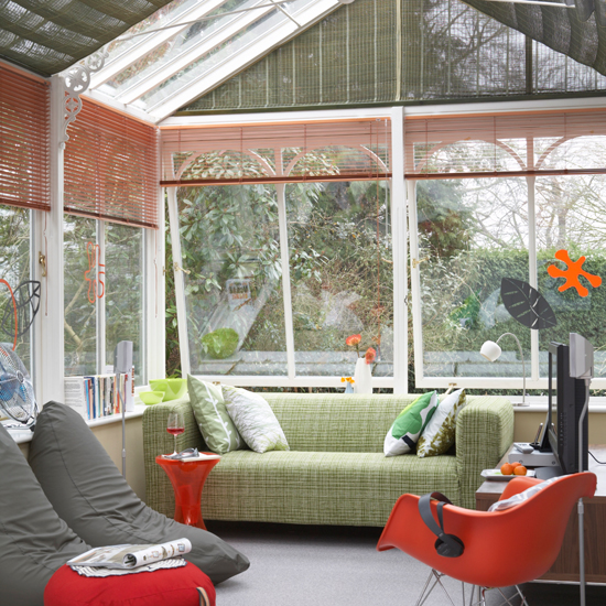 Red and green natural conservatory Red and green natural conservatory | Modern conservatories | 10 of the best modern conservatories | Modern conservatory ideas | Conservatory ideas | Livingetc | PHOTO GALLERY