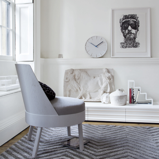 Modern Grecian-style living room | White living room | Striped rug | Image | Housetohome