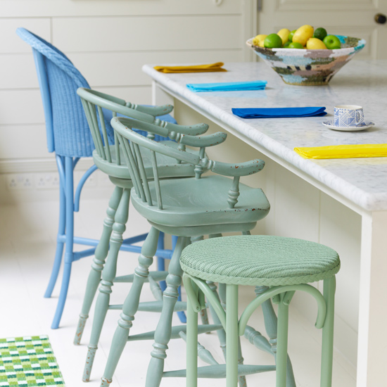 Painted breakfast bar stools Painted breakfast bar stools | Colourful kitchen furniture and accessories | Kitchen ideas | Kitchen furniture | Kitchen accessories | PHOTO GALLERY | Homes & Gardens on Housetohome