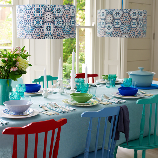 Patterned pendant lampshades from Habitat Patterned pendant lampshades from Habitat | Colourful kitchen furniture and accessories | Kitchen ideas | Kitchen furniture | Kitchen accessories | PHOTO GALLERY | Homes & Gardens on Housetohome