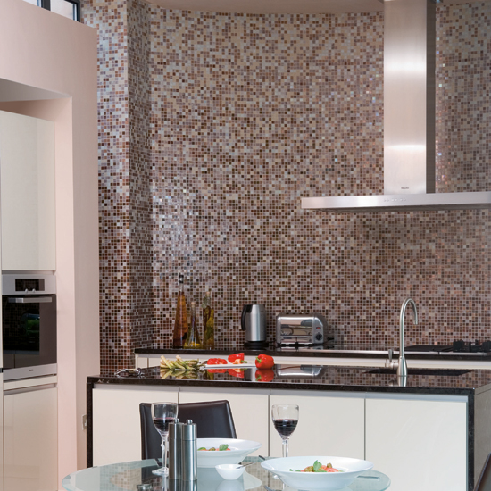Monochrome mosaic splashback | Black and white kitchens - 10 of the best | Kitchen design ideas | PHOTO GALLERY | Beautiful Kitchens
