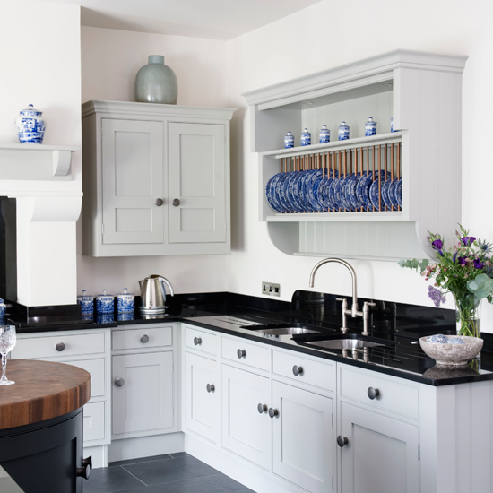  Black white and blue country kitchen Black and white 