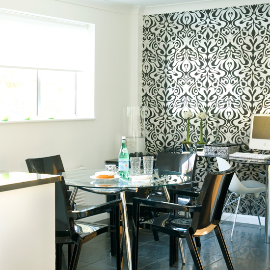 Statement art deco wallpaper | Black and white kitchens - 10 of the best | Kitchen design ideas | PHOTO GALLERY | Ideal Home