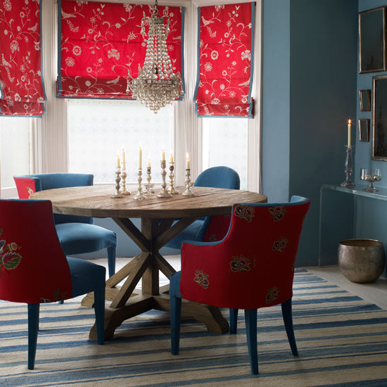 Minimalist Red And Blue Dining Room New Decorating Ideas