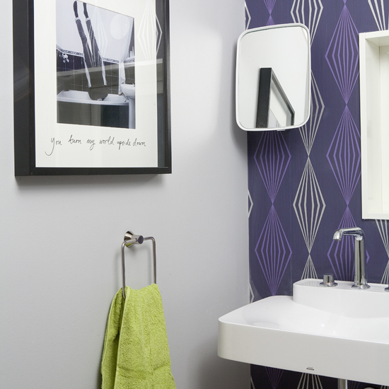 Geometric wallpaper cloakroom | Eco-friendly Scandinavian house tour | Ideal Home Show 2011 | Decorating with colour | PHOTO GALLERY | Housetohome