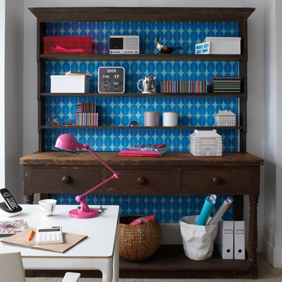 Blue patterned dresser | Adding colour to a home office | Decorating with colour | PHOTO GALLERY | Housetohome