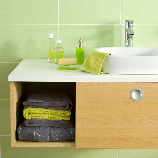 Clever bathroom storage | Take a tour around a colourful house | Ideal Home Show 2011 | Decorating with colour | Housetohome