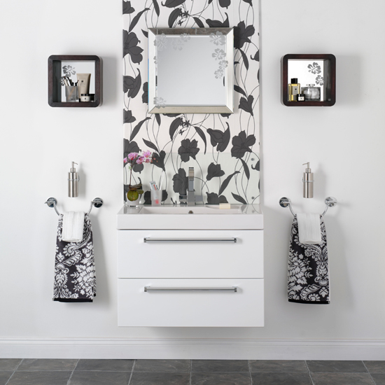 Monochrome feature wall Monochrome feature wall | black and white bathroom | monochrome bathroom ideas | bathroom decorating inspiration | housetohome