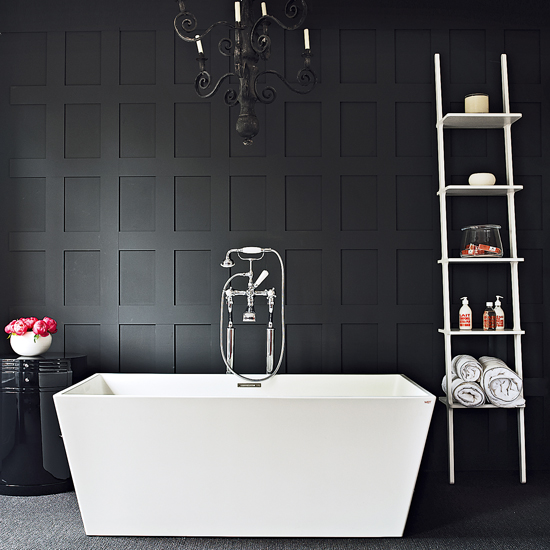 Contemporary black-and-white bathroom Contemporary black-and-white bathroom | black and white bathroom | monochrome bathroom ideas | bathroom decorating inspiration | housetohome