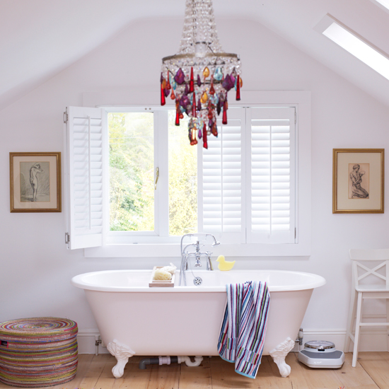 White bathroom with rainbow highlights | Modern bathroom | Bath | Image | Housetohome