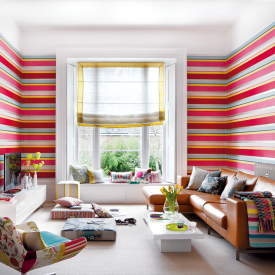 Bold horizontal stripes | 10 ways to give your living room personality | family living room ideas | living room decorating ideas | living room | housetohome