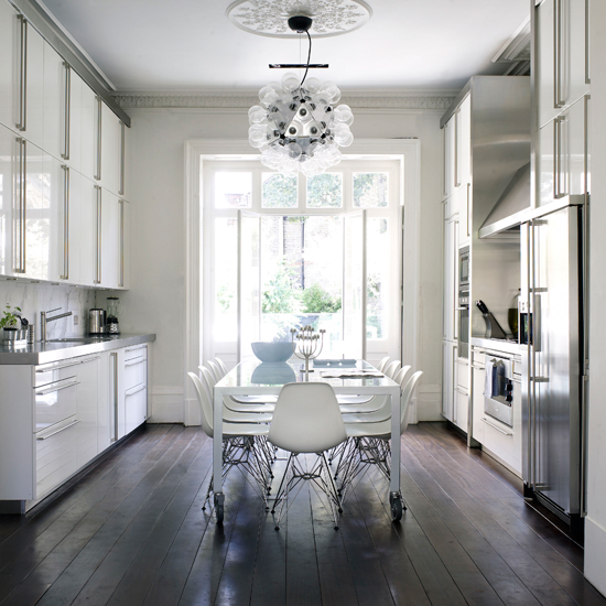Dark stained wooden floorboards Contrast white walls with dark stained floorboards | kitchen flooring ideas - 10 of the best | kitch