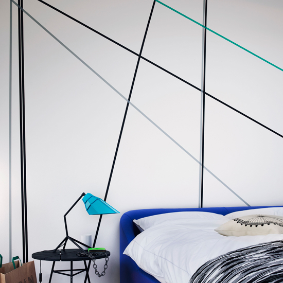 Modern bedroom with wall motif
