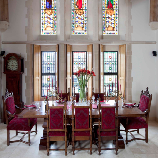 Dining room with stained glass windows | Converted church | House tour | PHOTO GALLERY | Housetohome