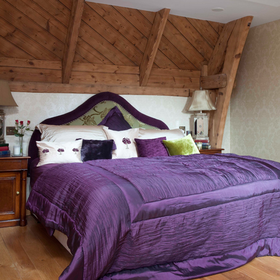 Purple loft bedroom | Converted church | House tour | PHOTO GALLERY | Housetohome