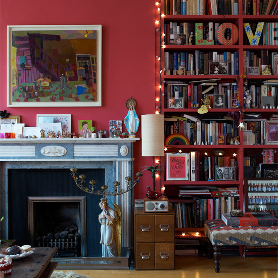 Living room fireplace Living room fireplace | India Knight's vibrant Victorian home