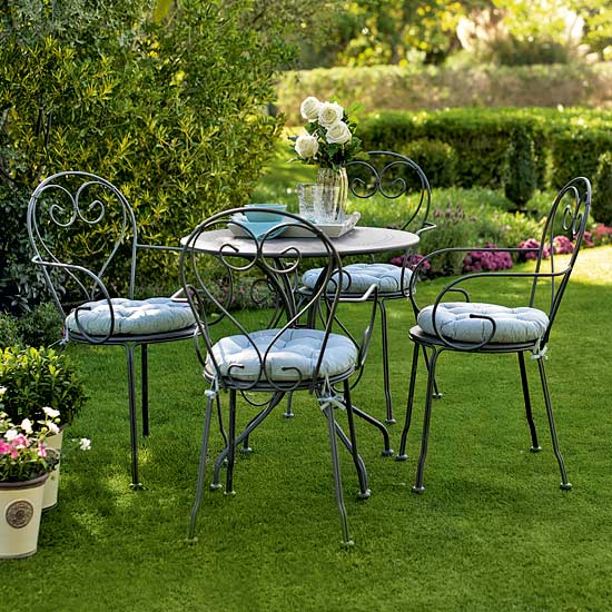 Flores table and four chairs, £149, B&Q.