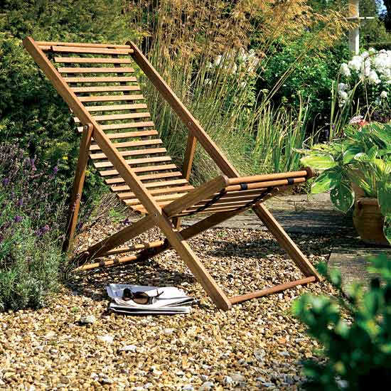 Hardwood deckchair, £45, Tesco Direct.
