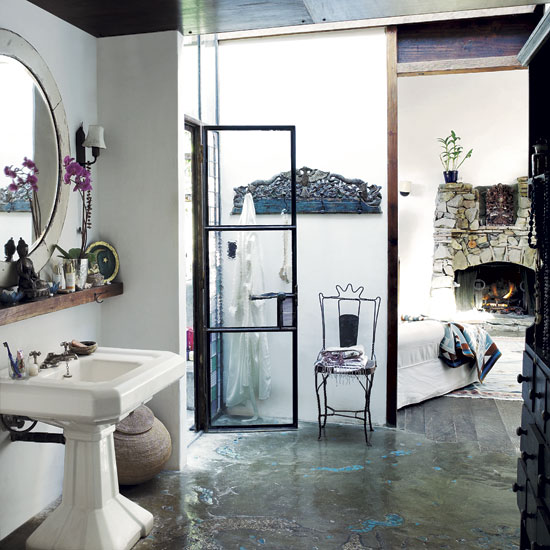 Mosaic-floored bathroom | Take a a tour around supermodel Tatjana Patitz's Californian ranch | house tours | housetohome