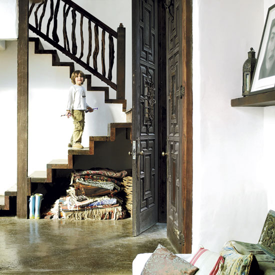Reclaimed wood staircase | Take a a tour around supermodel Tatjana Patitz's Californian ranch | house tours | housetohome