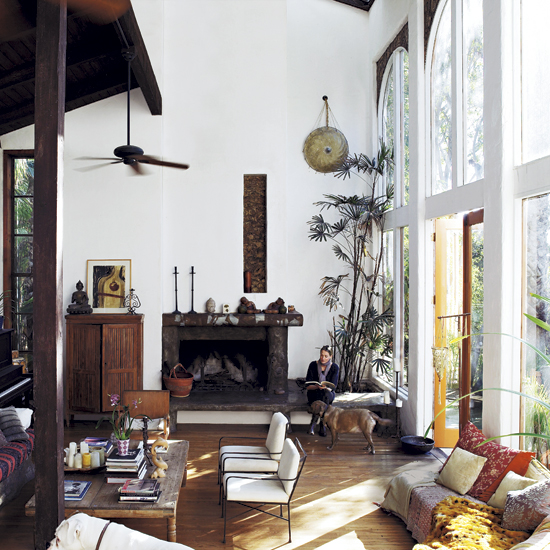 Double-height living room | Take a a tour around supermodel Tatjana Patitz's Californian ranch | house tours | housetohome