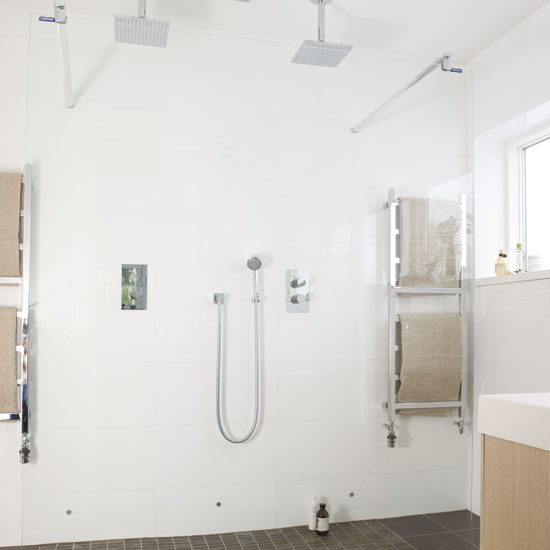 His 'n' hers walk-in shower White walk-in shower | Bathroom idea | Mosiac tiles | Image | Housetohome