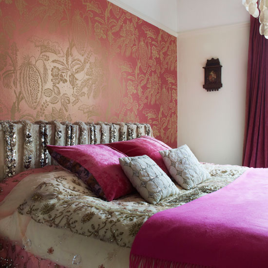 Ethnic-inspired bedroom | Bedroom idea | Metallic wallpaper | Image | Housetohome