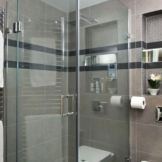 Shower enclosure | Modern grey shower room | Ideal Home bathroom makeover | PHOTO GALLERY | Housetohome