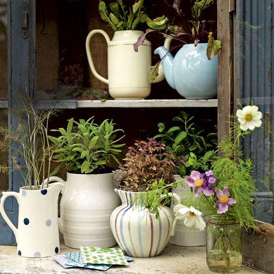 Decorative garden jugs | Garden design | Colourful jugs | Image | Housetohome