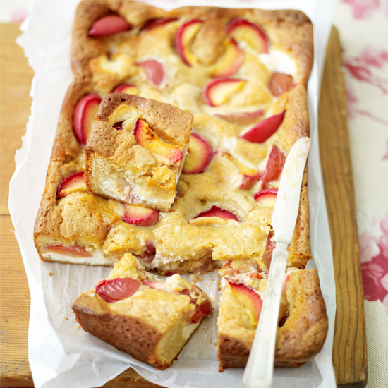 This delicious dessert mixes creamy white chocolate with juicy plums