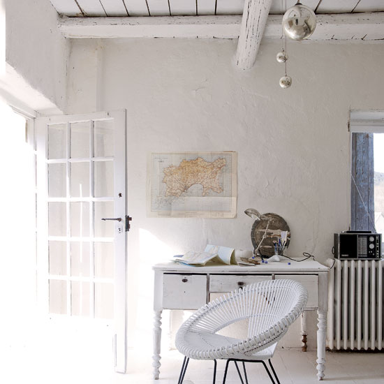 Vintage-style white home office 
