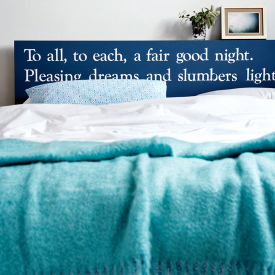Add a catchy headboard | Calming blue bedroom | Stencil | Bedroom idea | Personal style | Image | Housetohome