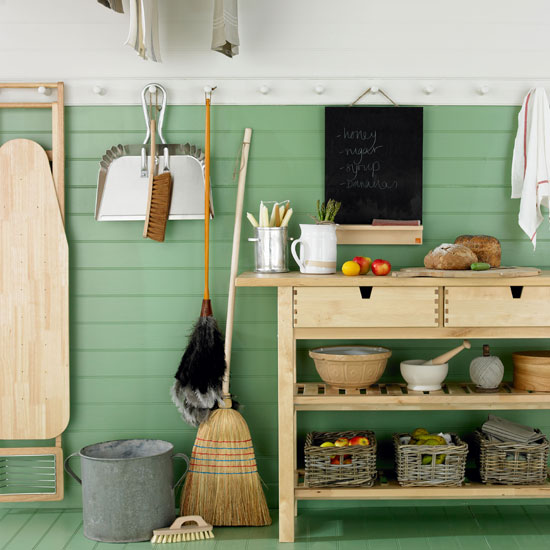 Green country utility room | Wall panelling | Utility room design | Image | Housetohome