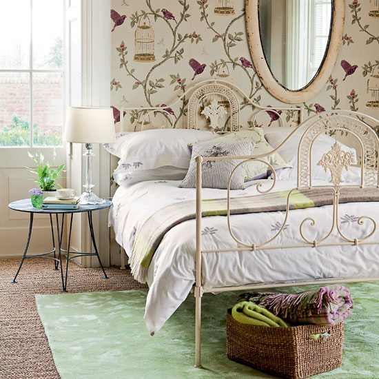 Be inspired by bird wallpaper | cosy | bedroom | country | PHOTO GALLERY | Country Homes & Interiors