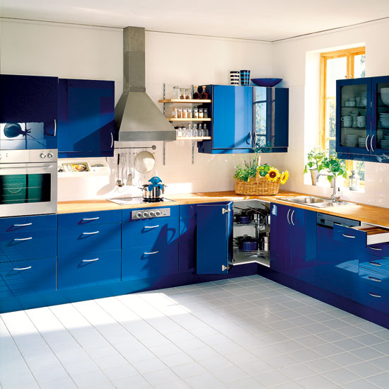 Blue kitchen | Kitchen colour schemes | Bright kitchens | Beautiful Kitchens
