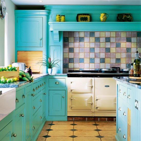 Turquoise kitchen | Kitchen colour schemes | Bright kitchens | Beautiful Kitchens