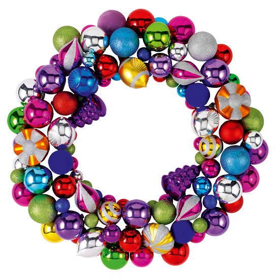 Bauble wreath from Paperchase | Jewel-coloured Christmas buys | Christmas decorating ideas | Christmas 2011 | Christmas ideas | 25 Beautiful Homes | PHOTO GALLERY | Housetohome.co.uk