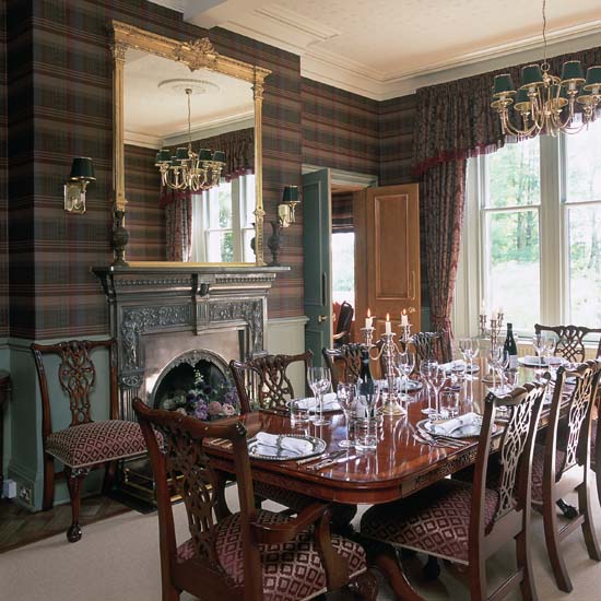 Tartan wallpaper | Dining room wallpaper ideas | PHOTO GALLERY | 25 Beautiful Homes | Housetohome
