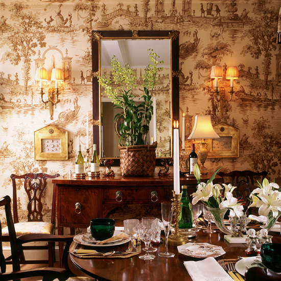 Toile de jouy wallpaper | Dining room wallpaper ideas | PHOTO GALLERY | 25 Beautiful Homes | Housetohome