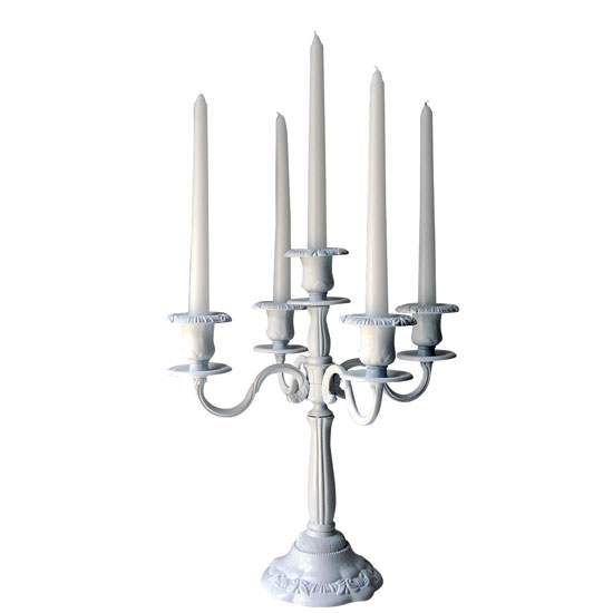 White candelabra from Rockett St George