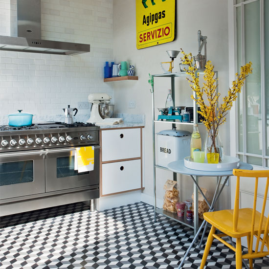 Industrial-style kitchen with geometric tiles | Kitchen decorating ideas | Kitchen | Ideal Home | IMAGE | Housetohome.co.uk