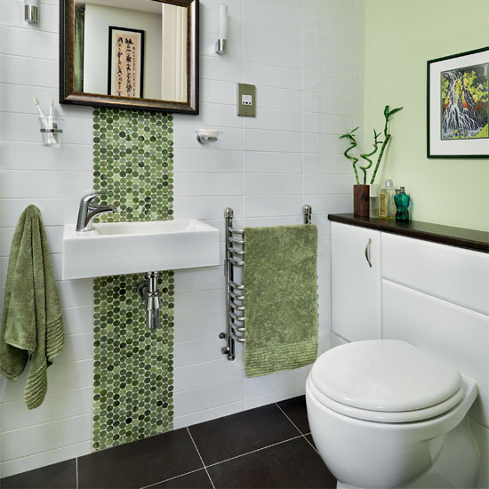 Green mosaic bathroom | Bathroom decorating ideas | Bathroom | Ideal Home | IMAGE | Housetohome.co.uk