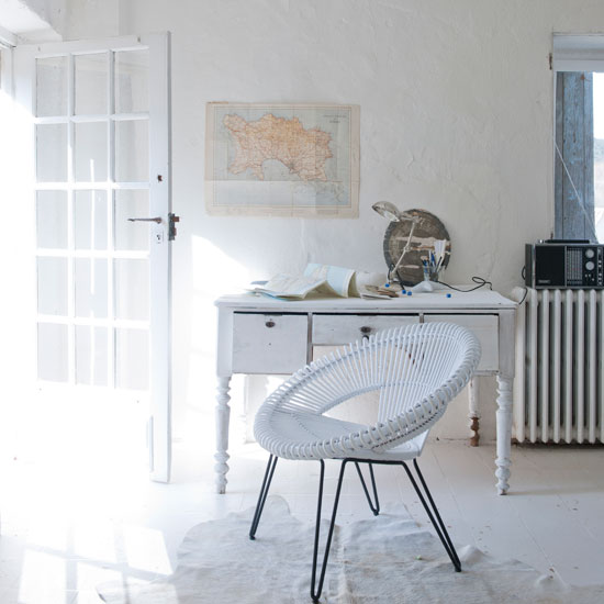 Creative space All white home office with vintage furniture | Study | Workspace | Decorating ideas | Housetohome | PHOTO GALLERY